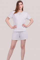 Kurzarm - Pyjama - Set Mit Punktmuster – Grau
