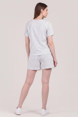 Kurzarm - Pyjama - Set Mit Punktmuster – Grau