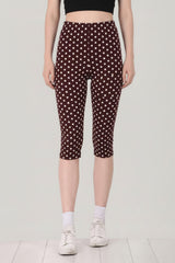 Bruine Capri - Legging Met Stippen