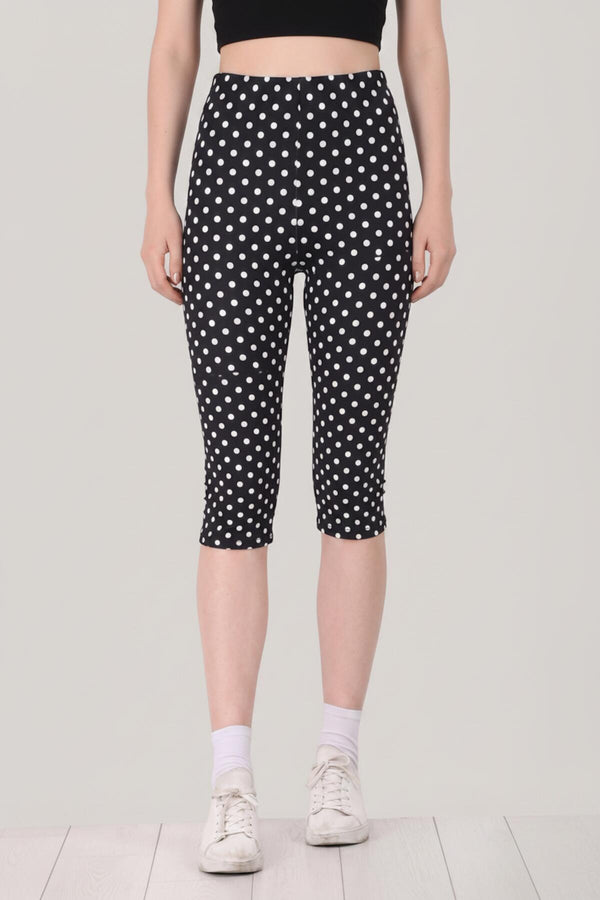 Zwarte Capri - Legging Met Stippen