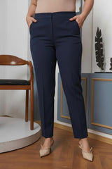 Navy Tailored Plus - Size Trousers