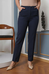 Navy Tailored Plus - Size Trousers