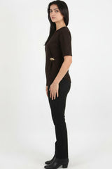 Bruine Blouse Met Accessoire - Detail