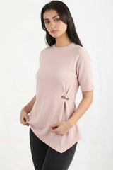 Blouse Met Accessoire - Detail — Roze