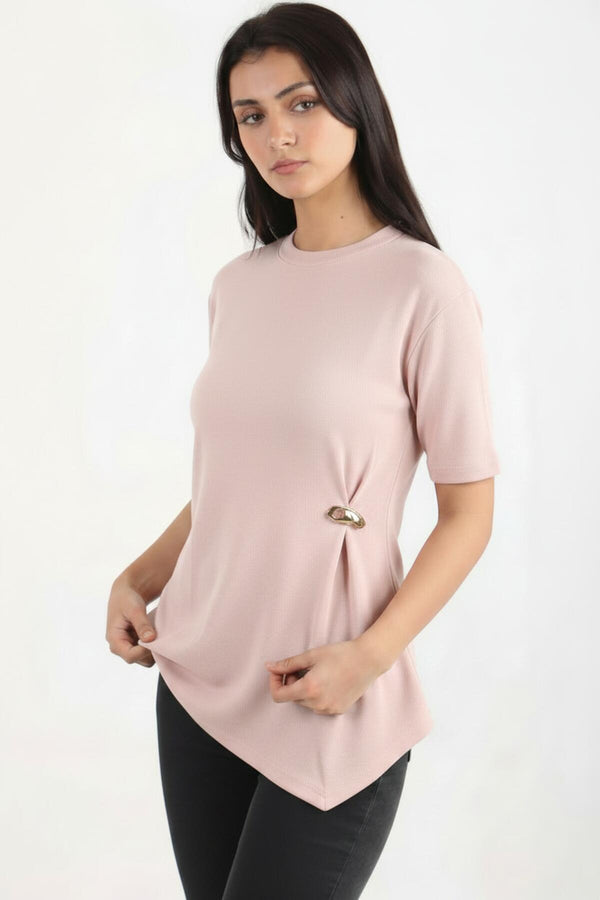 Blouse Met Accessoire - Detail — Roze