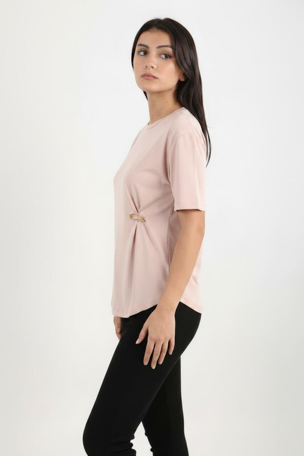 Blouse Met Accessoire - Detail — Roze