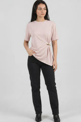 Blouse Met Accessoire - Detail — Roze