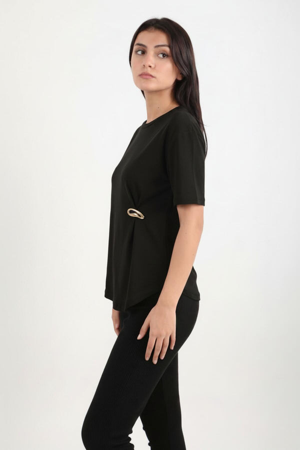 Blouse Met Accessoire - Detail — Zwart