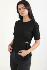 Blouse Met Accessoire - Detail — Zwart