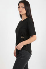 Blouse Met Accessoire - Detail — Zwart