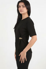Blouse Met Accessoire - Detail — Zwart