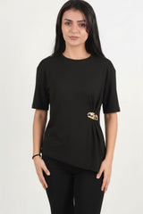 Blouse Met Accessoire - Detail — Zwart
