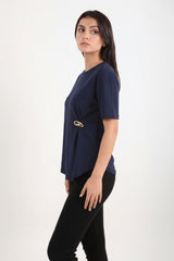 Blouse Met Accessoire - Detail — Donkerblauw