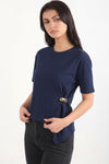 Blouse Met Accessoire - Detail — Donkerblauw