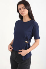 Blouse Met Accessoire - Detail — Donkerblauw