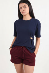 Blouse Met Accessoire - Detail — Donkerblauw