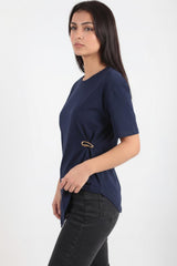 Blouse Met Accessoire - Detail — Donkerblauw