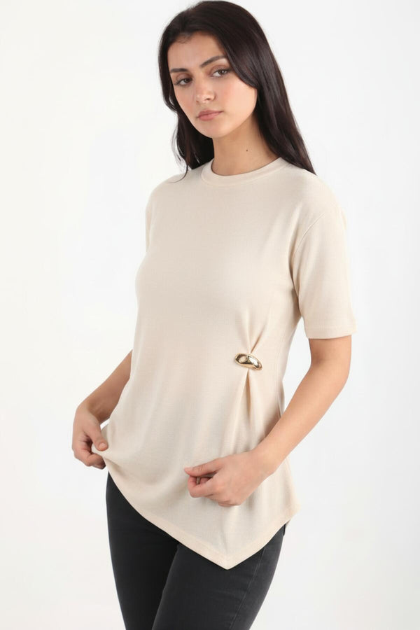 Blouse Met Accessoiredetail – Off‑White