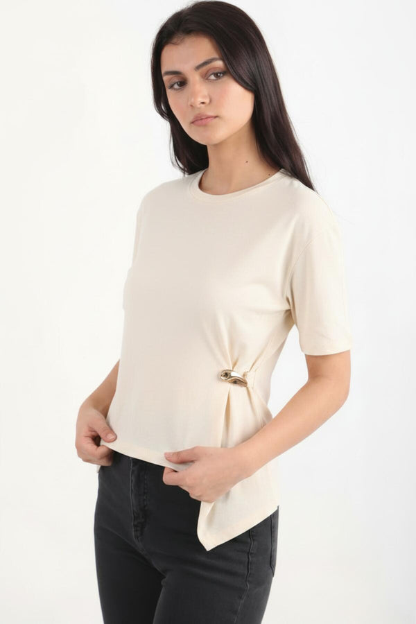 Blouse Met Accessoiredetail – Off‑White