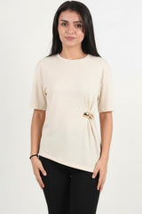Blouse Met Accessoiredetail – Off‑White
