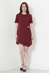 Korte Jurk Met Accessoiredetail – Bordeaux