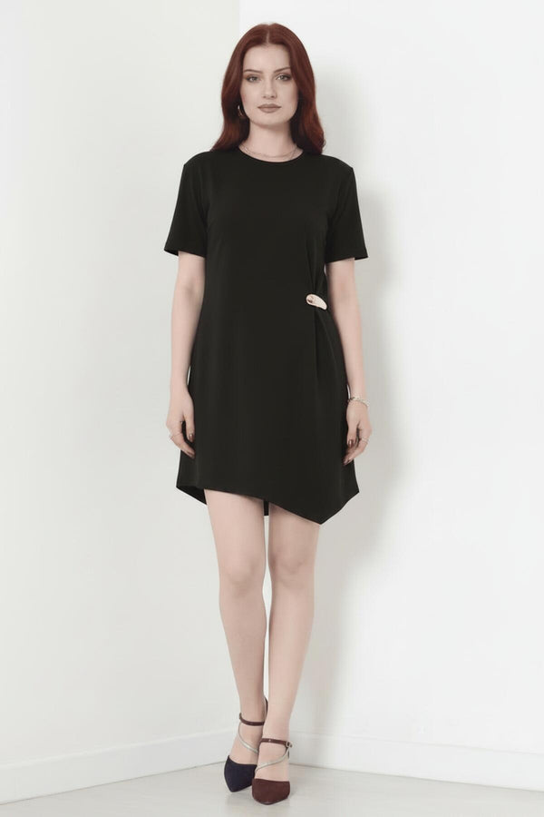 Korte Jurk Met Accessoiredetail – Zwart