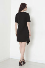 Korte Jurk Met Accessoiredetail – Zwart