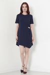 Korte Mouw Jurk Met Accessoire - Detail — Marineblauw