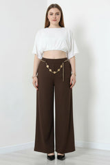 Wijde Broek Met Riemdetail — Bruin