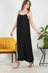 Italiaans Voile Midijurk Met Dunne Bandjes — Zwart