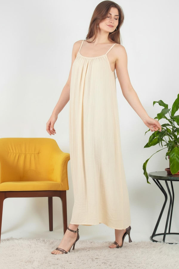 Italiaans Voile Midijurk Met Bindbandjes — Crème