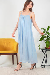 Italiaans Voile Midijurk Met Bindbandjes — Blauw