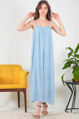 Italiaans Voile Midijurk Met Bindbandjes — Blauw