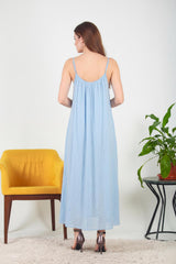 Italiaans Voile Midijurk Met Bindbandjes — Blauw
