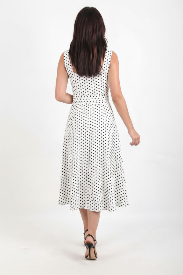 Gestipte Jurk Met Brede Bandjes — Off‑White