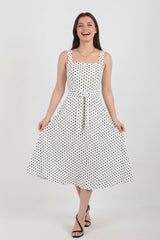 Gestipte Jurk Met Brede Bandjes — Off‑White