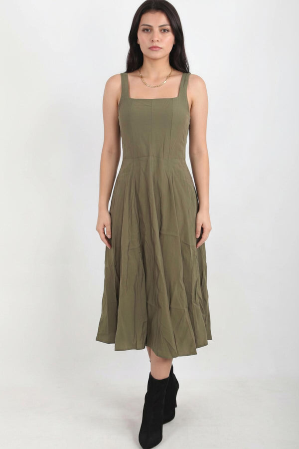 Modaljurk Met Vierkante Hals — Khaki