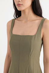 Modaljurk Met Vierkante Hals — Khaki