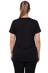 Plus - Size Stone - Embellished Crew Neck Blouse — Black