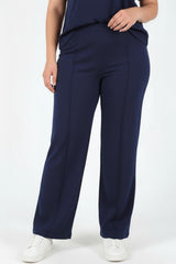 Plus - Size Set Met Korte Mouwen En Rits – Donkerblauw
