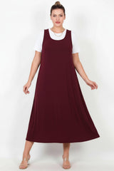 Salopetjurk Met T‑Shirt — Bordeaux (Plusmaat)