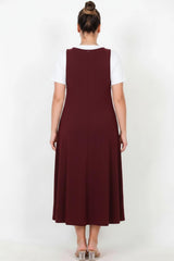 Salopetjurk Met T‑Shirt — Bordeaux (Plusmaat)