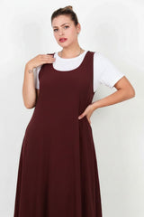 Salopetjurk Met T‑Shirt — Bordeaux (Plusmaat)