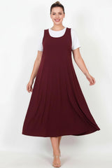Salopetjurk Met T‑Shirt — Bordeaux (Plusmaat)