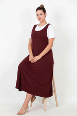 Salopetjurk Met T‑Shirt — Bordeaux (Plusmaat)