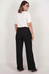 Plus - Size Wijdvallende Broek Met Golfdessin — Zwart