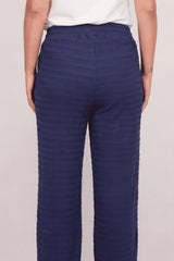 Plus - Size Wijdvallende Broek Met Golfpatroon – Marineblauw