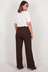 Plus - Size Wijdvallende Broek Met Golfpatroon – Bruin