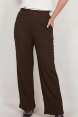 Plus - Size Wijdvallende Broek Met Golfpatroon – Bruin