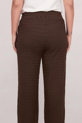 Plus - Size Wijdvallende Broek Met Golfpatroon – Bruin